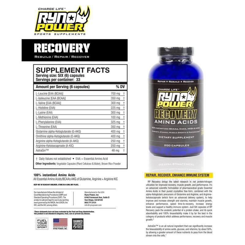 Ryno Power Recovery Capsules, 200ct