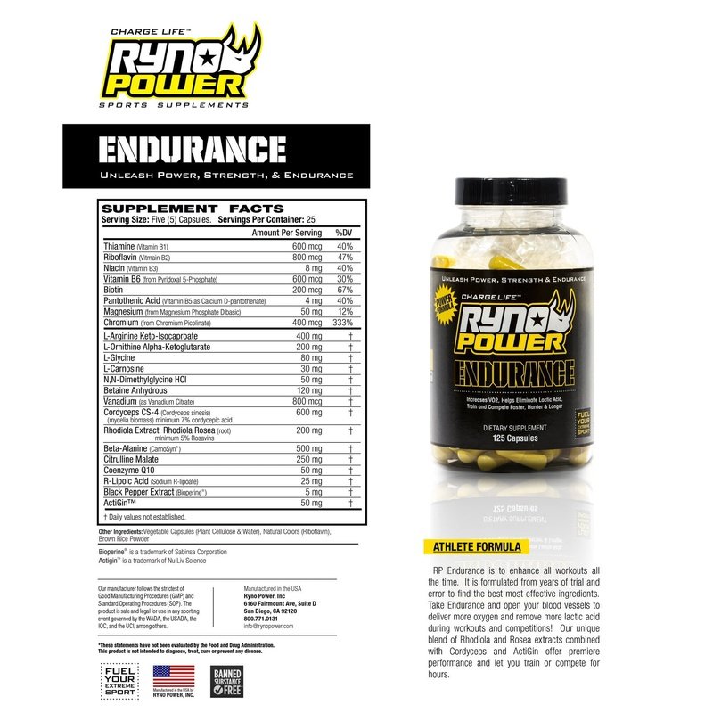 Ryno Power Endurance Capsules, 125ct